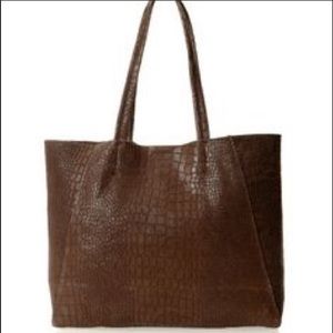 Streets Ahead Classic Small Brown Croc Tote $370